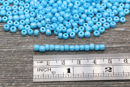 Iridescent Glass Seed Beads, 4mm 6/0 Glass Round Seed Beads, Blue AB Opaque Seed Beads, Rocailles Beads, Beading Supplies #1547