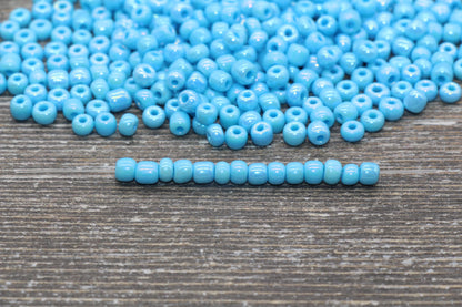 Iridescent Glass Seed Beads, 4mm 6/0 Glass Round Seed Beads, Blue AB Opaque Seed Beads, Rocailles Beads, Beading Supplies #1547