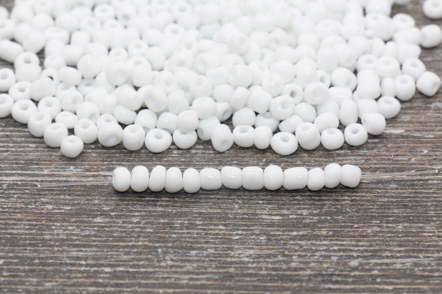 Glass Seed Beads, 4mm 6/0 Glass Round Seed Beads, Glass White Opaque Seed Beads, Rocailles Beads, Beading Supplies #1551