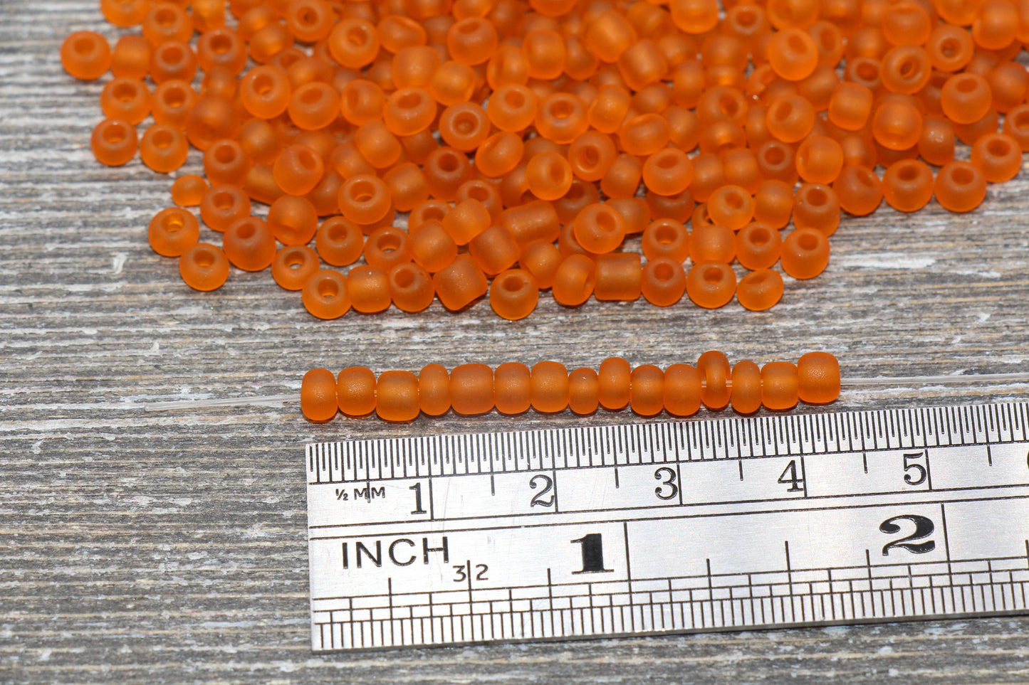 Matte Glass Seed Beads, 4mm 6/0 Glass Round Seed Beads, Matte Dark Orange Trans Seed Beads, Rocailles Beads, Beading Supplies #1042