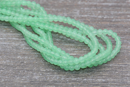 Pastel Sea Green Jade Beads, Smooth Gemstone Round Loose Beads, Sizes 4mm 6mm 8mm 10mm 12mm, Full Strand 15.5" #195