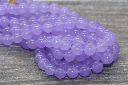 Puprle Jade Beads, Smooth Gemstone Round Loose Beads, Sizes 4mm 6mm 8mm 10mm 12mm, Full Strand 15.5" #197