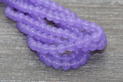 Puprle Jade Beads, Smooth Gemstone Round Loose Beads, Sizes 4mm 6mm 8mm 10mm 12mm, Full Strand 15.5" #197