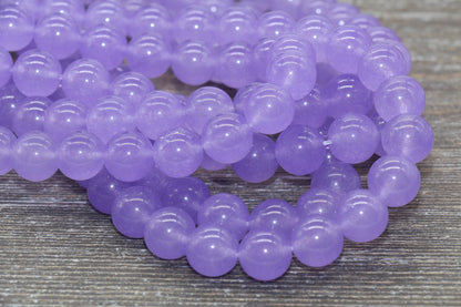 Puprle Jade Beads, Smooth Gemstone Round Loose Beads, Sizes 4mm 6mm 8mm 10mm 12mm, Full Strand 15.5" #197