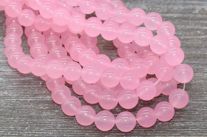 Pink Jade Beads, Smooth Gemstone Round Loose Beads, Sizes 4mm 6mm 8mm 10mm 12mm, Full Strand 15.5" #198