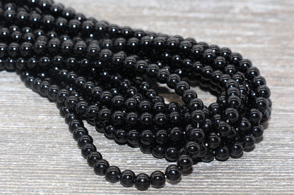 Black Onyx Beads, Smooth Round Beads, Sizes 6mm 8mm 10mm 12mm, Full Strand 15.5 inch, #88
