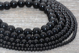 Black Onyx Beads, Smooth Round Beads, Sizes 6mm 8mm 10mm 12mm, Full Strand 15.5 inch, #88
