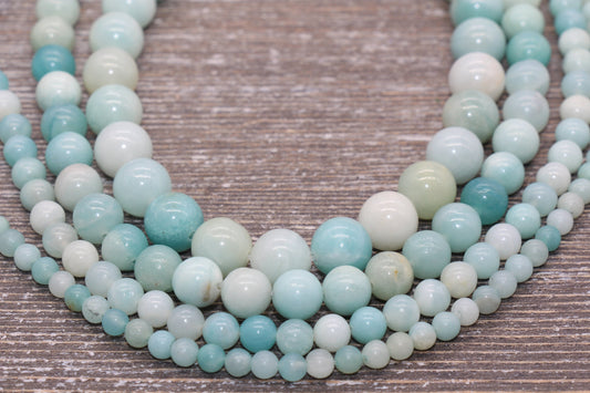 Blue Amazonite Beads, Gemstones Round Loose Beads, Sizes 4mm 6mm 8mm 10mm, Full Strand 15.5" #205