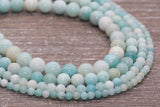 Blue Amazonite Beads, Gemstones Round Loose Beads, Sizes 4mm 6mm 8mm 10mm, Full Strand 15.5" #205
