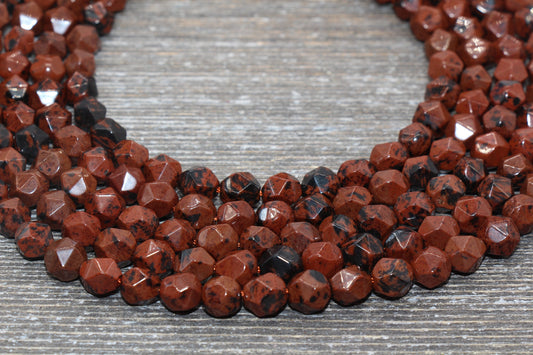 8mm Faceted Mahogang Obsidian Beads, Gemstone Faceted Beads, Star Cut Beads Full Strand 15.5"