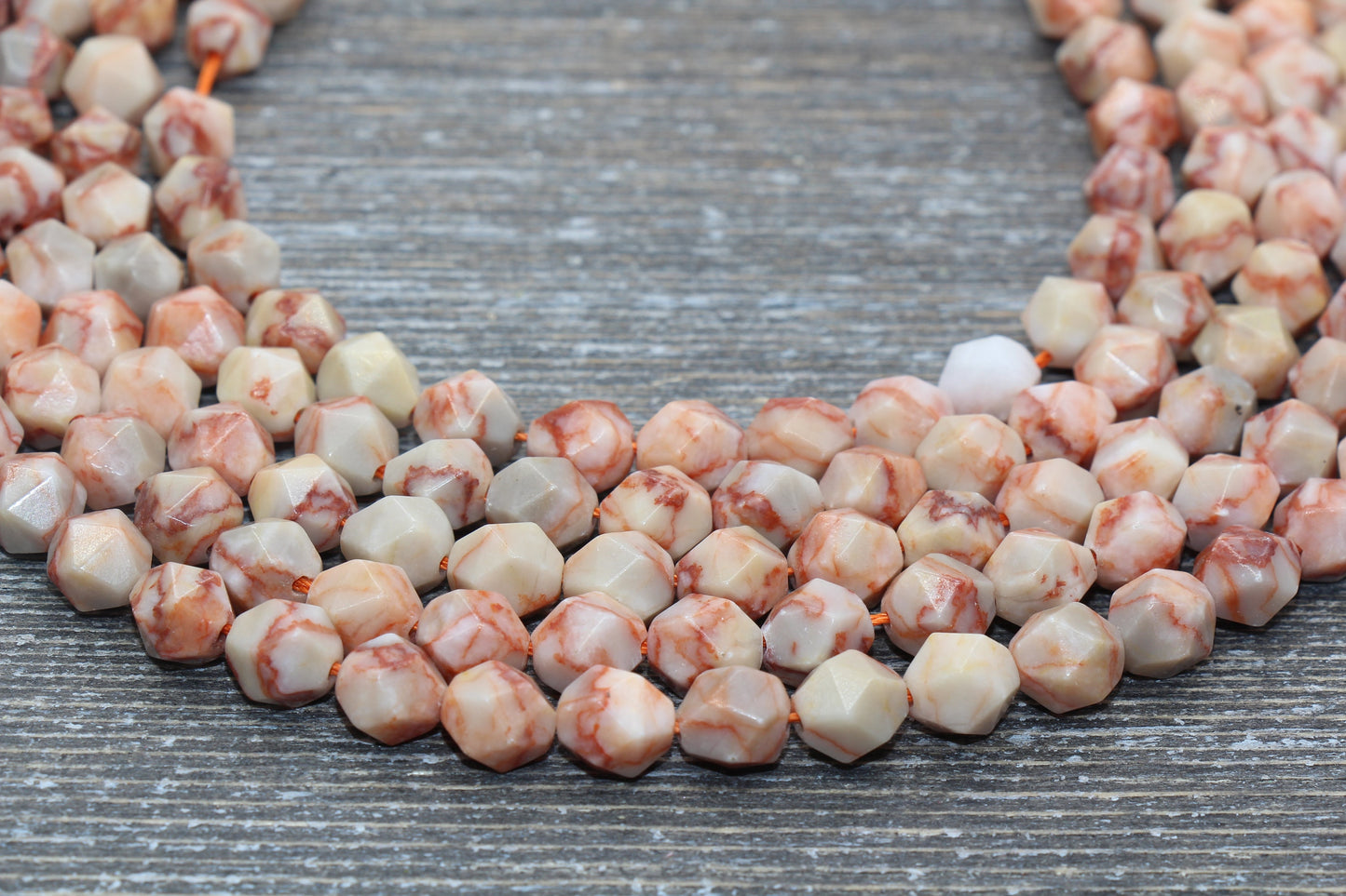 8mm Faceted Red Web jasper Beads, Gemstone Faceted Beads, Star Cut Beads, Jewelry Making Beads, Full Strand 15"