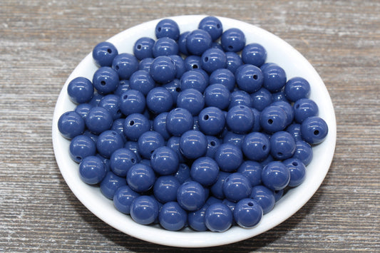 10mm Dark Blue Gumball Beads, Round Acrylic Loose Beads, Bubblegum Beads, Chunky Beads, Gumball Beads, Smooth Plastic Round Beads #1408