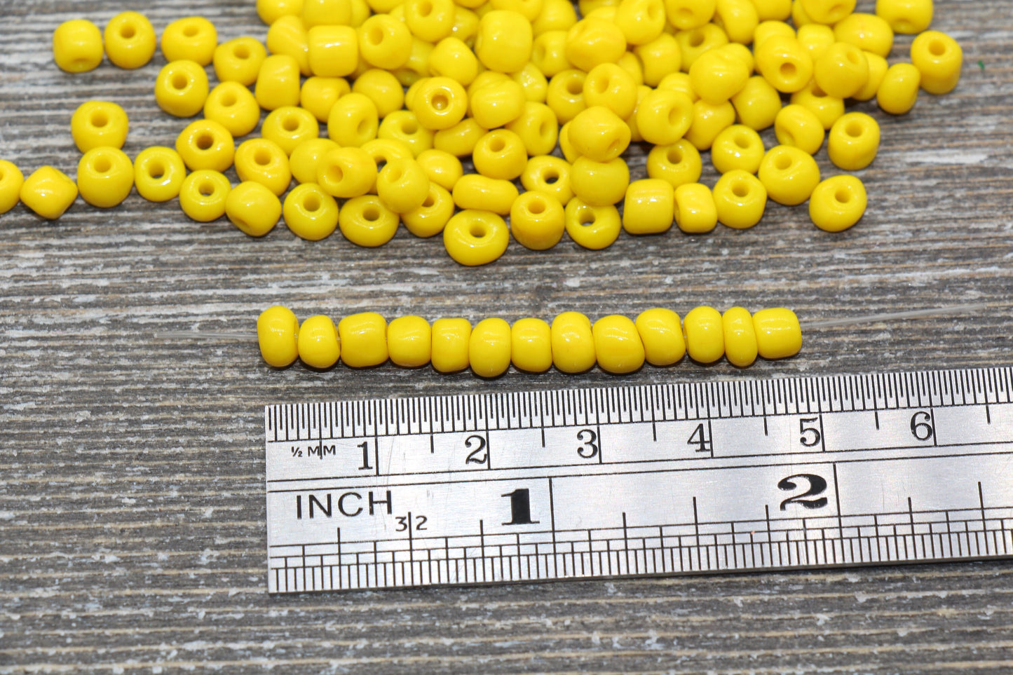 5mm Yellow Glass Seed Beads, Size 3/0 Yellow Opaque Czech Seed Beads, Rocailles Beads, Bead Bracelet, Beading Supplies #1426