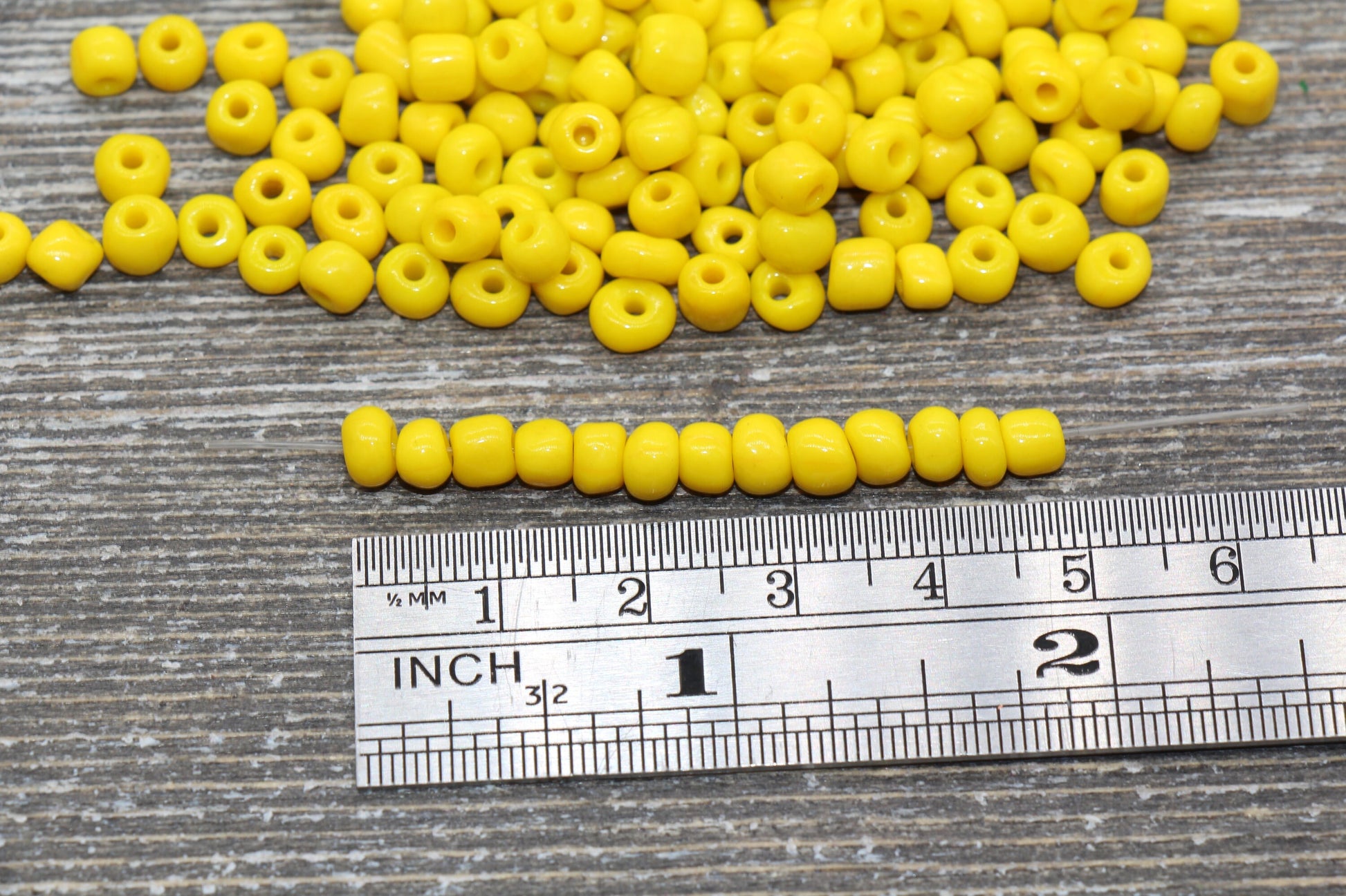 5mm Yellow Glass Seed Beads, Size 3/0 Yellow Opaque Czech Seed Beads, Rocailles Beads, Bead Bracelet, Beading Supplies #1426