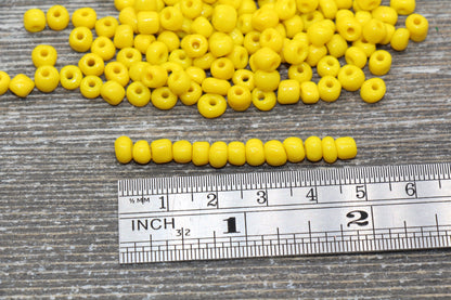 5mm Yellow Glass Seed Beads, Size 3/0 Yellow Opaque Czech Seed Beads, Rocailles Beads, Bead Bracelet, Beading Supplies #1426