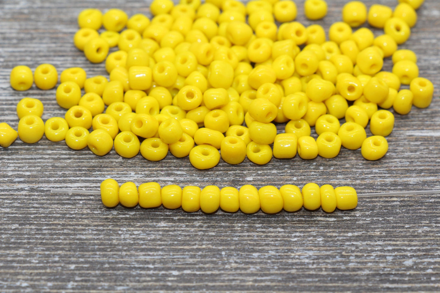 5mm Yellow Glass Seed Beads, Size 3/0 Yellow Opaque Czech Seed Beads, Rocailles Beads, Bead Bracelet, Beading Supplies #1426