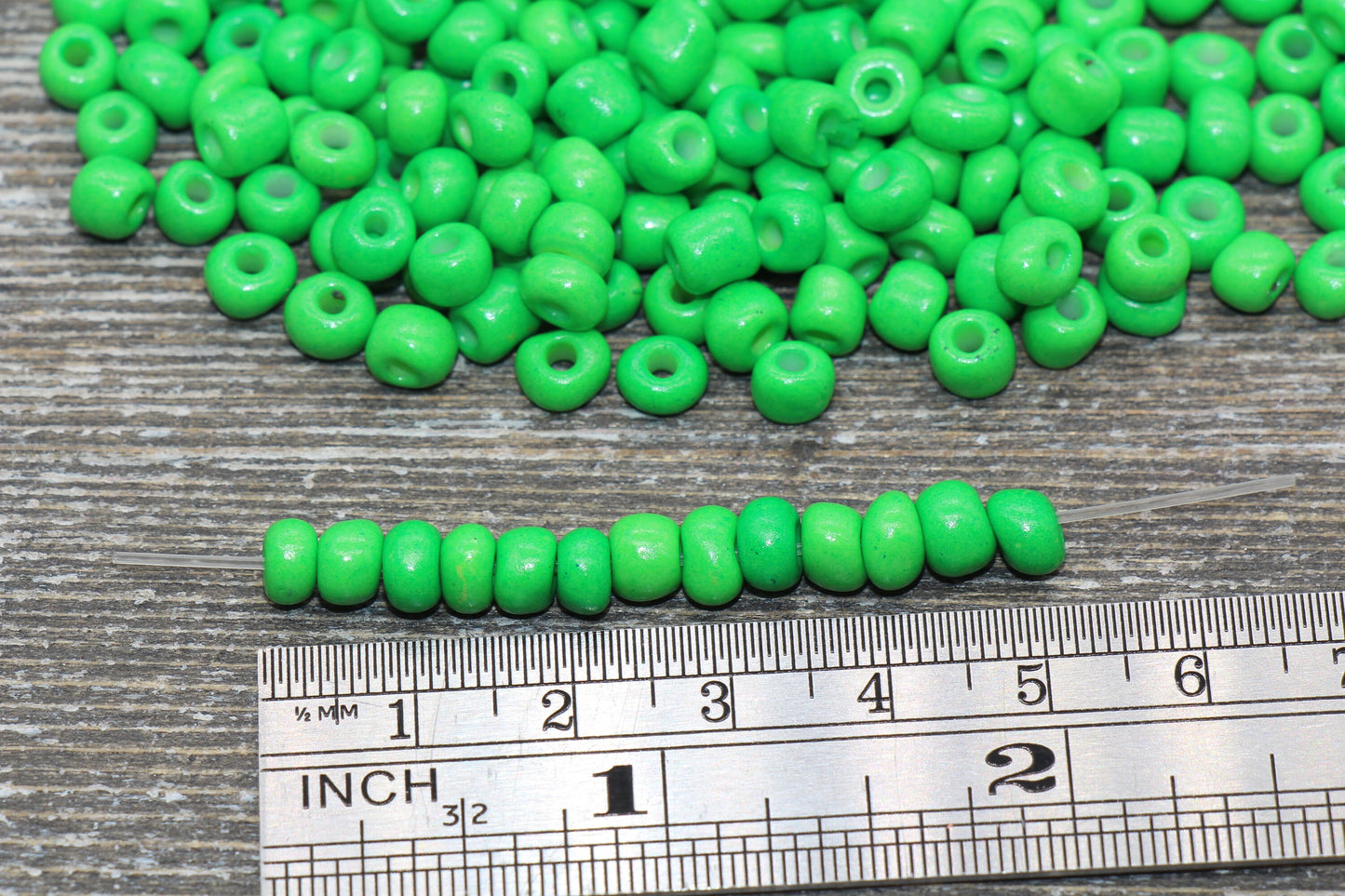 5mm Green Glass Seed Beads, Size 3/0 Green Opaque Czech Seed Beads, Rocailles Beads, Bead Bracelet, Beading Supplies #1427