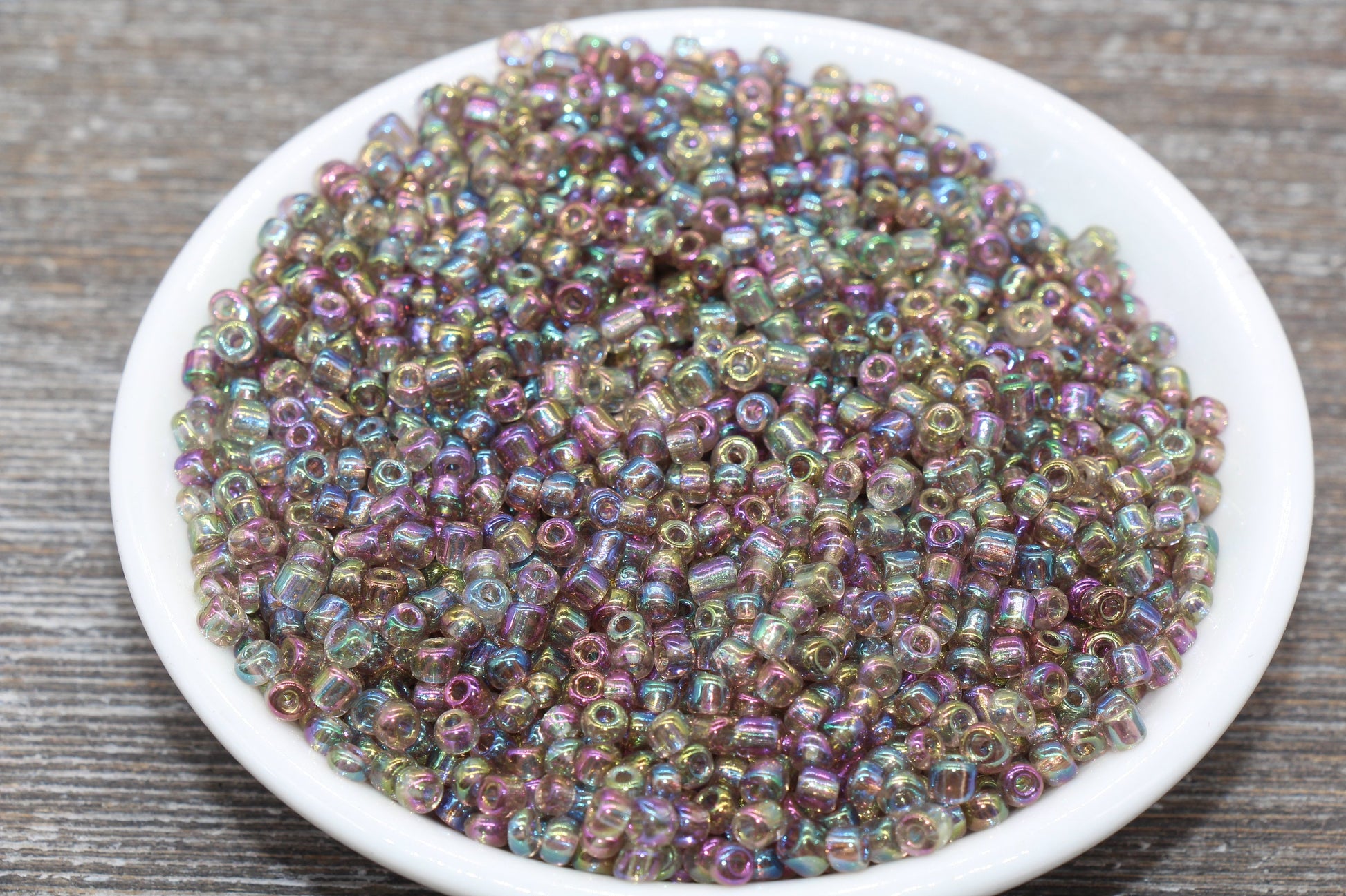 Rainbow Transparent AB Glass Seed Beads, 4mm 6/0 Glass Round Beads, Rainbow Trans Seed Beads, Rocailles Beads, Beading Supplies #1440