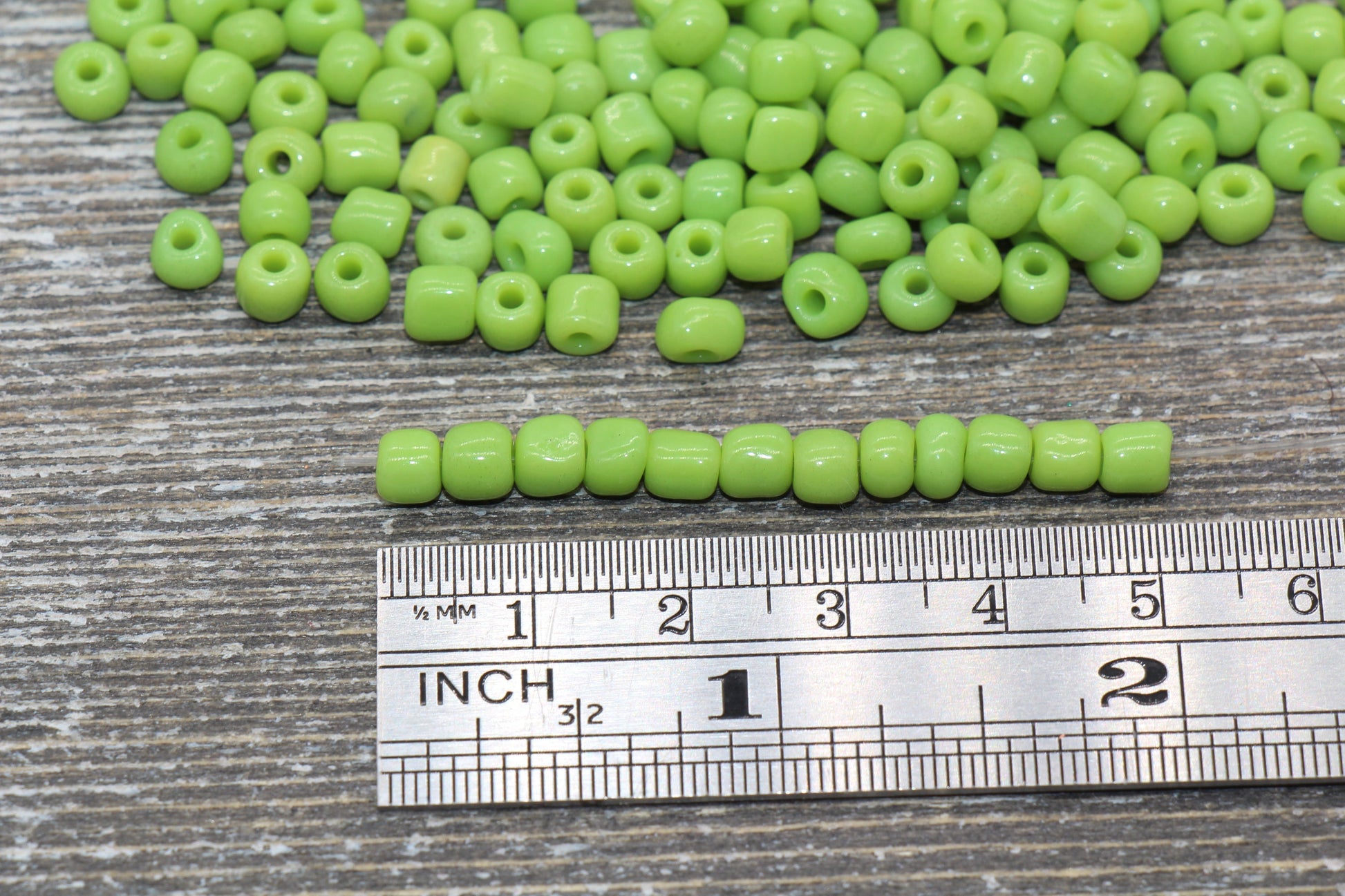 5mm Light Green Glass Seed Beads, Size 3/0 Green Opaque Czech Seed Beads, Rocailles Beads, Bead Bracelet, Beading Supplies #1444