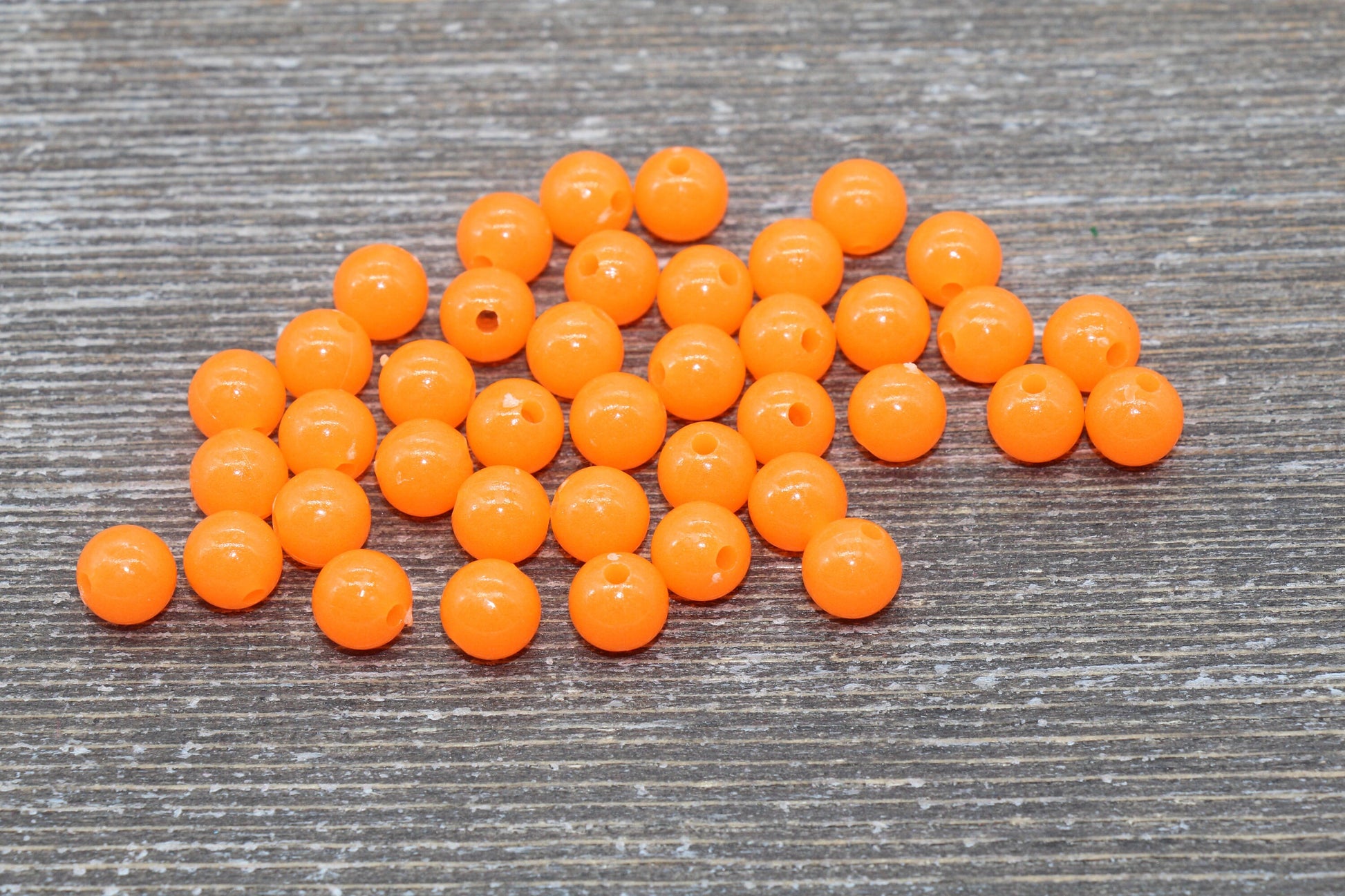 8mm Glow in Dark Orange Gumball Beads, Round Acrylic Loose Beads, Bubblegum Beads, Chunky Beads, Smooth Plastic Round Beads #1452