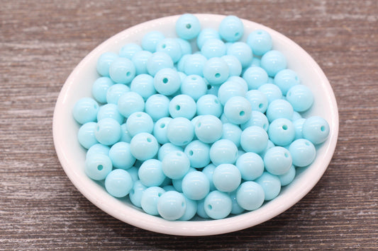 10mm Baby Blue Gumball Beads, Round Acrylic Loose Beads, Bubblegum Beads, Chunky Beads, Gumball Beads, Smooth Plastic Round Beads #1455