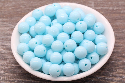 12mm Baby Blue Gumball Beads, Round Acrylic Loose Beads, Bubblegum Beads, Chunky Beads, Smooth Plastic Round Beads #1456