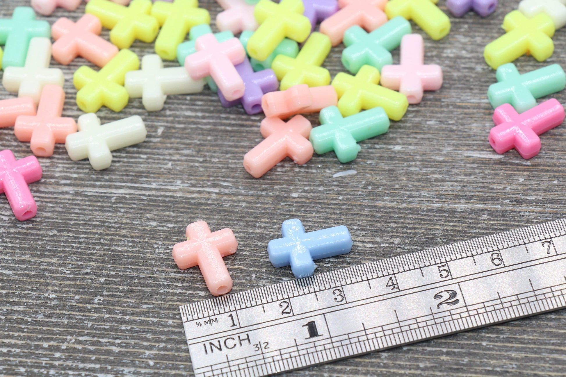 Multicolored Cross Beads, Acrylic Pastel Color Cross Beads, Plastic Cross Beads, Bracelet Beads #1471