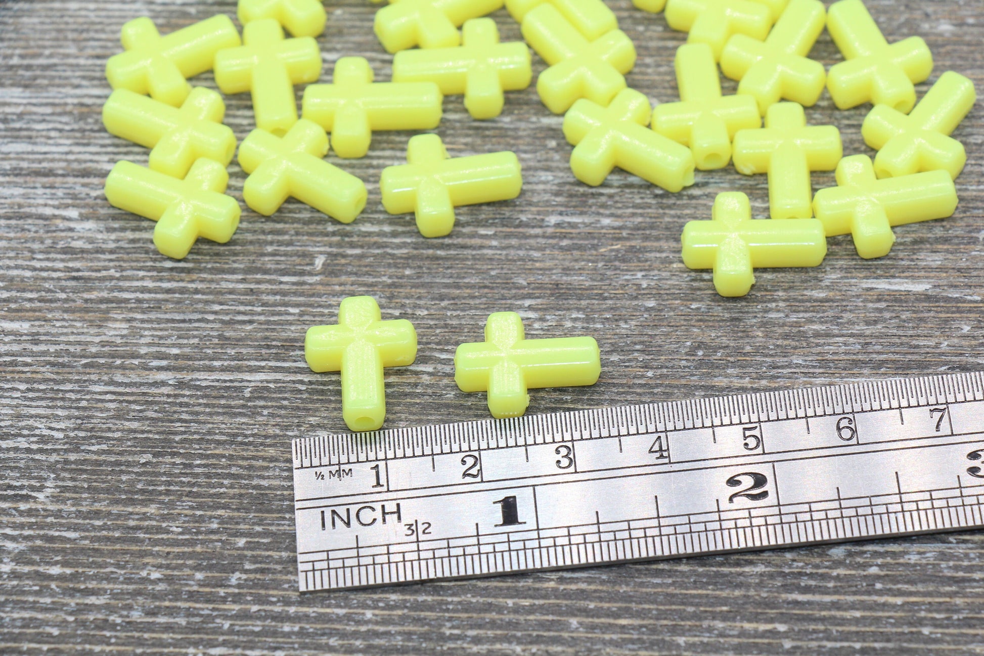 Pastel Yellow Cross Beads, Acrylic Pastel Color Cross Beads, Plastic Cross Beads, Bracelet Beads #1464