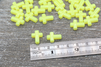 Pastel Yellow Cross Beads, Acrylic Pastel Color Cross Beads, Plastic Cross Beads, Bracelet Beads #1464