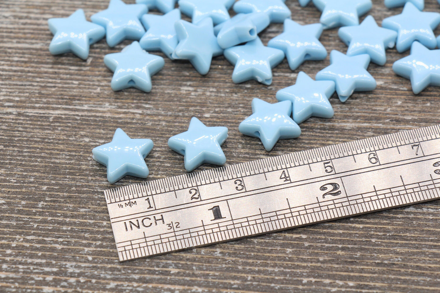 Blue Star Beads, Blue Acrylic Star Beads, Plastic Star Beads #1483