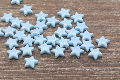 Blue Star Beads, Blue Acrylic Star Beads, Plastic Star Beads #1483