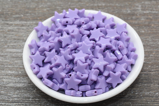 Purple Star Beads, Purple Acrylic Star Beads, Plastic Star Beads #1484