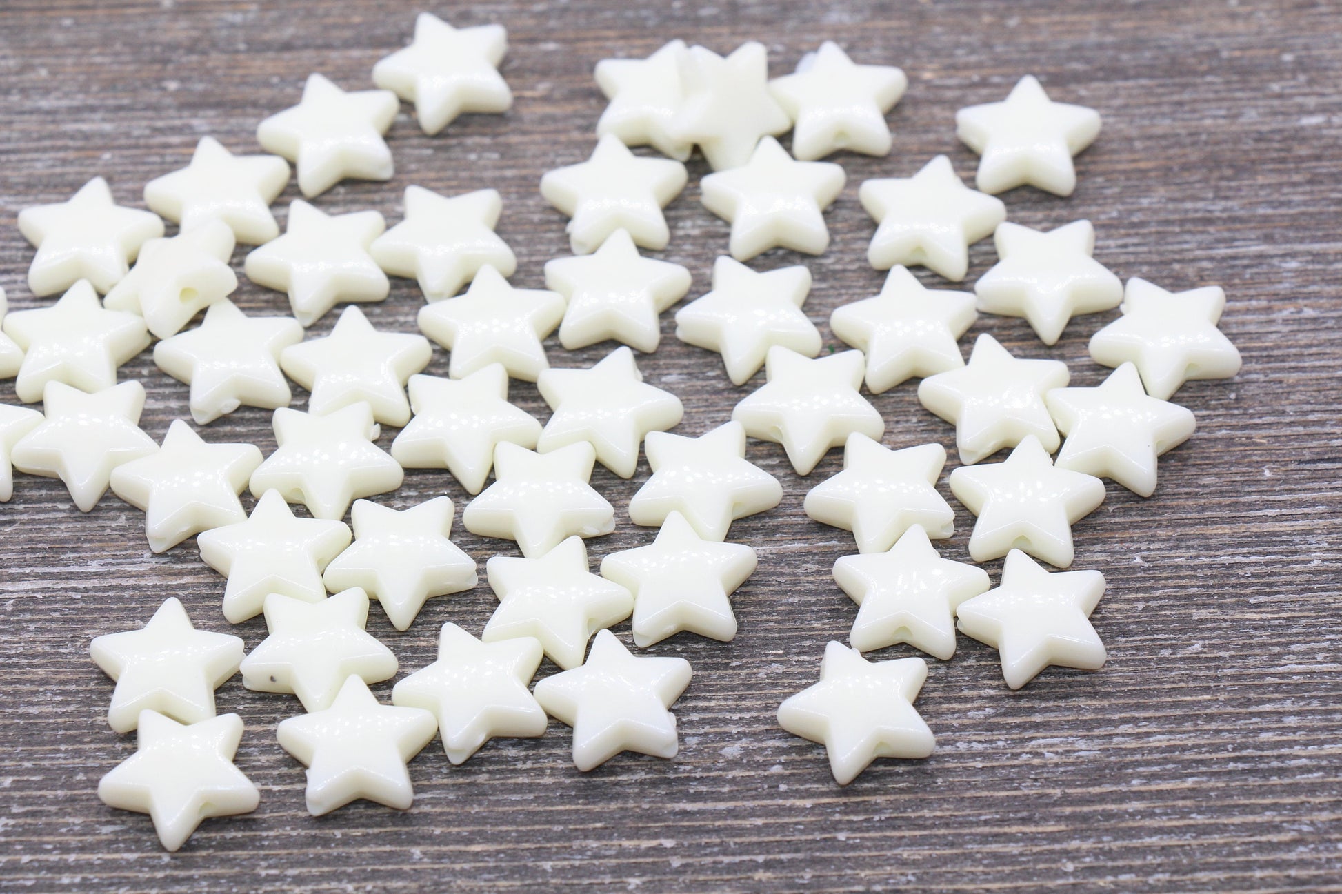 Ivory Star Beads, Ivory Acrylic Star Beads, Plastic Star Beads #1486