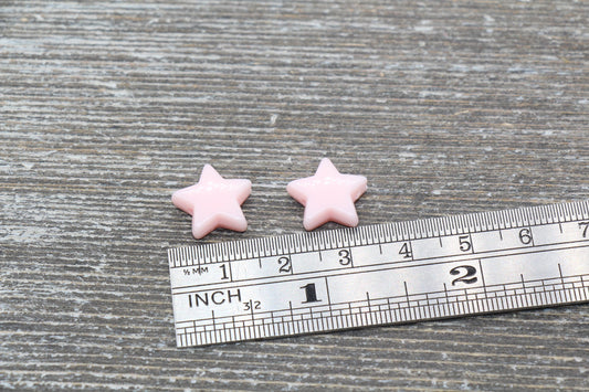 Pink Star Beads, Pink Acrylic Star Beads, Plastic Star Beads #1487