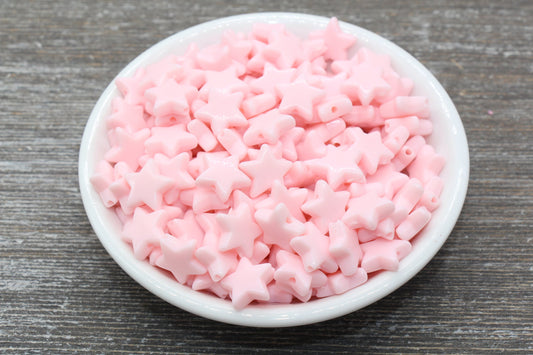 Pink Star Beads, Pink Acrylic Star Beads, Plastic Star Beads #1487