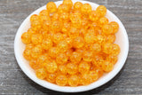10mm Orange Crackle Gumball Beads, Acrylic Crackle Loose Beads, Bubblegum Beads, Chunky Beads, Smooth Round Plastic Beads #1509