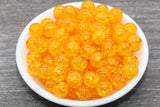 12mm Orange Crackle Gumball Beads, Acrylic Crackle Loose Beads, Bubblegum Beads, Chunky Beads, Smooth Round Plastic Beads #1510