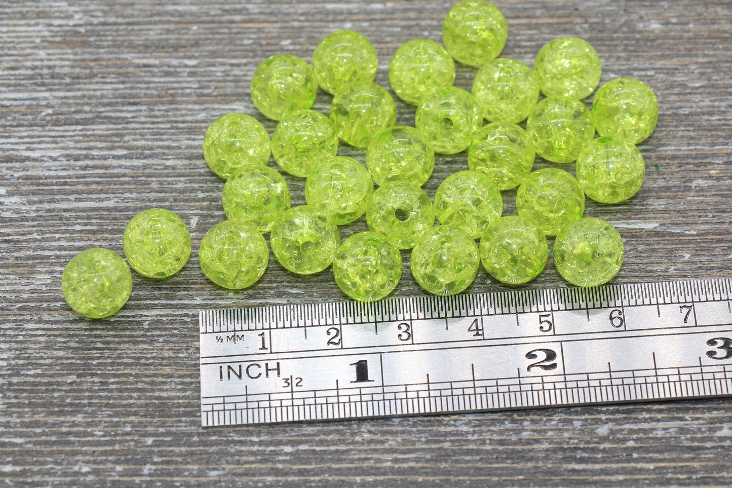 10mm Light Green Crackle Gumball Beads, Acrylic Crackle Loose Beads, Bubblegum Beads, Chunky Beads, Smooth Round Plastic Beads #1517