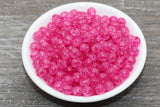 8mm Hot Pink Crackle Acrylic Gumball Beads