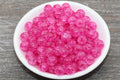 10mm Hot Pink Crackle Acrylic Gumball Beads