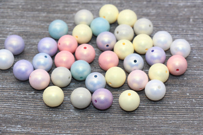 12mm Multicolored Shimmer Gumball Beads, Round Acrylic Loose Beads, Bubblegum Beads, Chunky Beads, Round Plastic Beads #1556