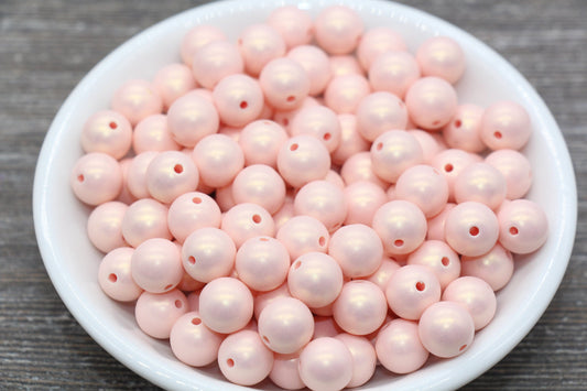 10mm Pink Shimmer Gumball Beads, Round Acrylic Loose Beads, Bubblegum Beads, Chunky Beads, Gumball Beads, Smooth Plastic Beads #1558