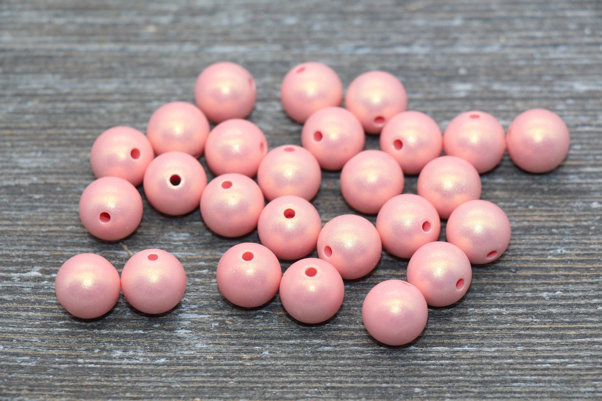 10mm Peach Shimmer Gumball Beads, Round Acrylic Loose Beads, Bubblegum Beads, Chunky Beads, Gumball Beads, Smooth Plastic Beads #1561 - Yourdiysupply