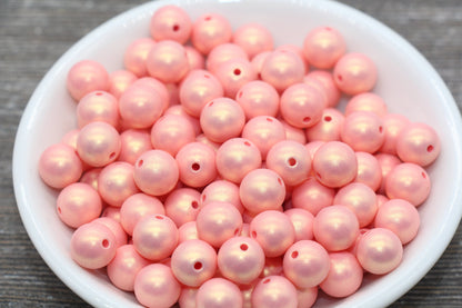 10mm Peach Shimmer Gumball Beads, Round Acrylic Loose Beads, Bubblegum Beads, Chunky Beads, Gumball Beads, Smooth Plastic Beads #1561 - Yourdiysupply