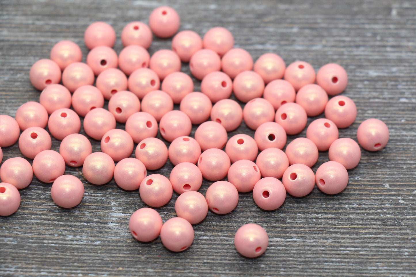 8mm Peach Shimmer Gumball Beads, Round Acrylic Loose Beads, Bubblegum Beads, Chunky Beads, Smooth Round Plastic Beads #1562