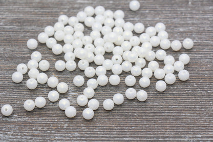 6mm White Shimmer Gumball Beads, Round Acrylic Loose Beads, Bubblegum Beads, Chunky Beads, Round Plastic Beads #1572