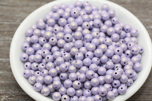 6mm Lavender Shimmer Bubblegum Bead, Plastic Beads, Acrylic Beads 