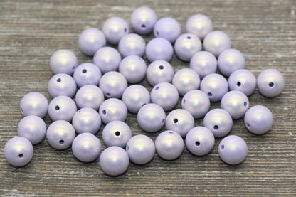 10mm Lavender Shimmer Gumball Beads, Round Acrylic Loose Beads, Bubblegum Beads, Chunky Beads, Gumball Beads, Smooth Plastic Beads #1578