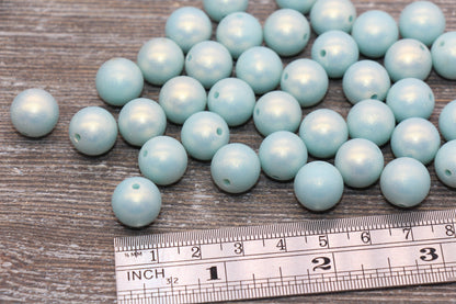 12mm Green Shimmer Gumball Beads, Round Acrylic Loose Beads, Bubblegum Beads, Chunky Beads, Round Plastic Beads #1579