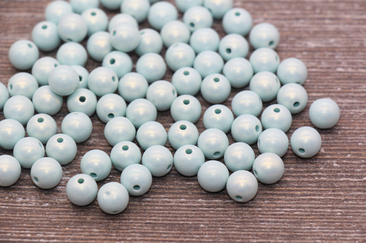 8mm Green Shimmer Gumball Beads, Round Acrylic Loose Beads, Bubblegum Beads, Chunky Beads, Smooth Round Plastic Beads #1581